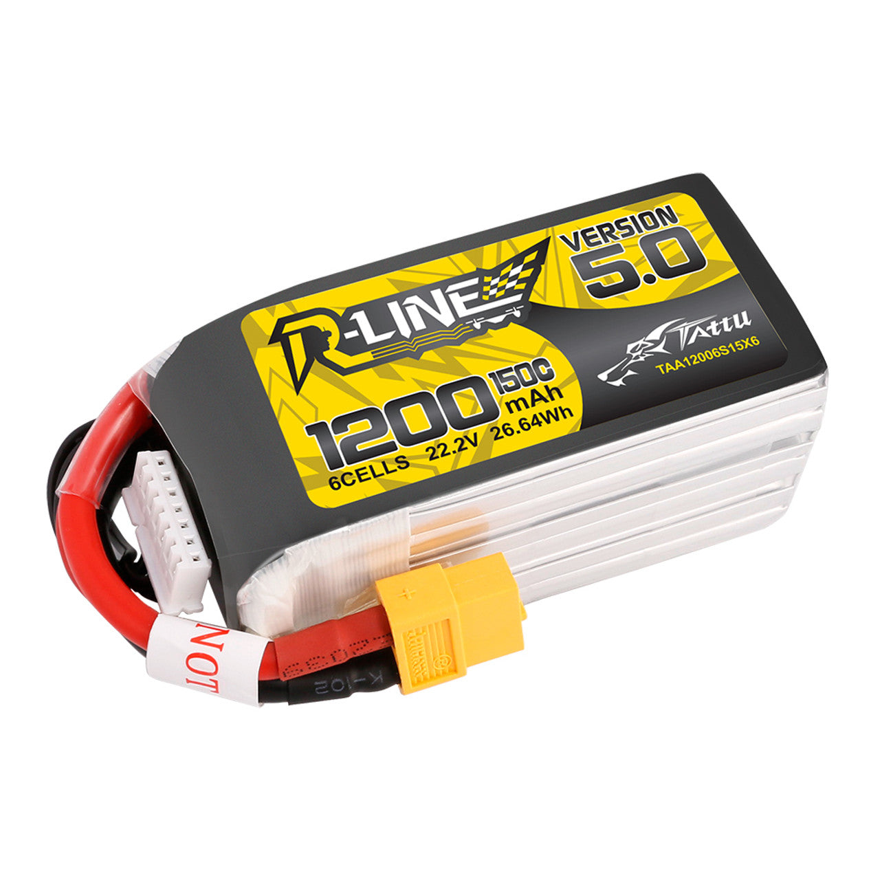 Tattu R-Line Version 5.0 1200mAh 6S 150C 22.2V Lipo Battery Pack With XT60 Plug