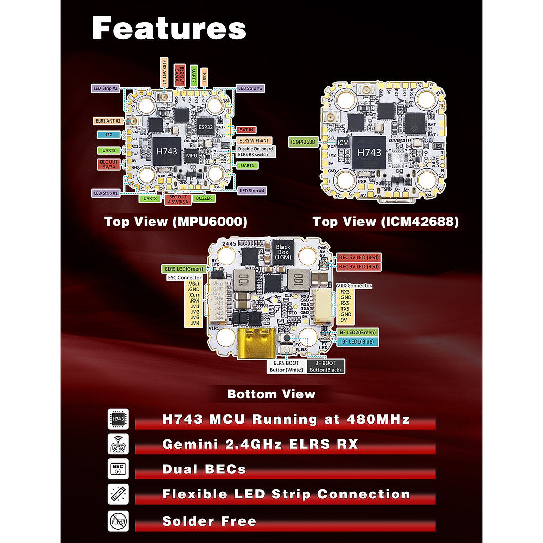 HDZero Halo Mini Flight Controller (MPU6000)