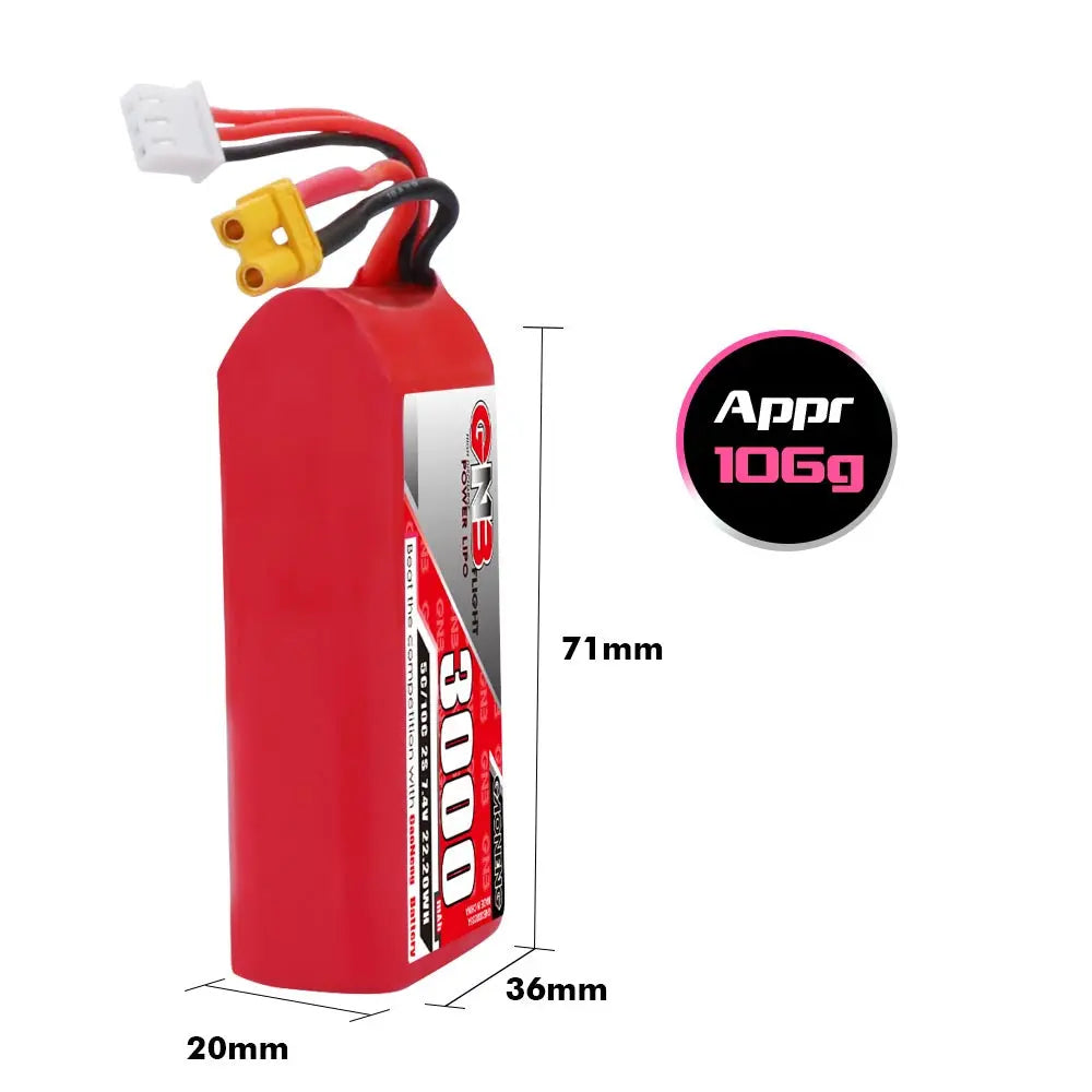 GNB 7.4V 2S 3000MAH Lipo Battery for TX16 Radio Controller
