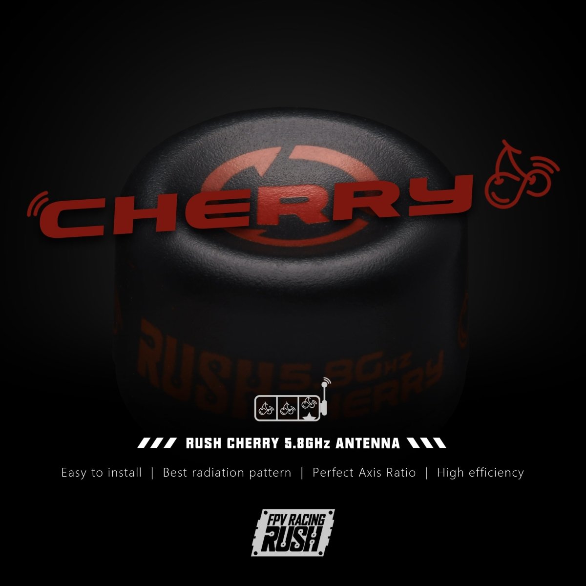 RUSHFPV Cherry 5.8GHz Antenna w/ Extended Length Locking U.FL - Choose Polarization