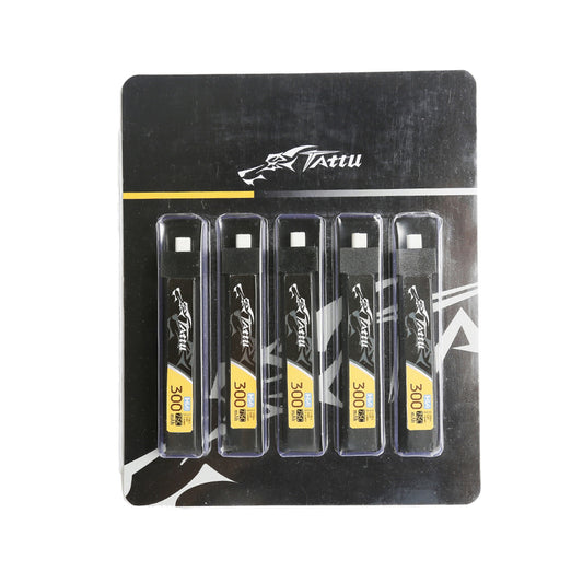 Tattu 1S 300mAh 75C 3.8V High Voltage Lipo Battery Pack With BT 2.0 Plug (5pcs)