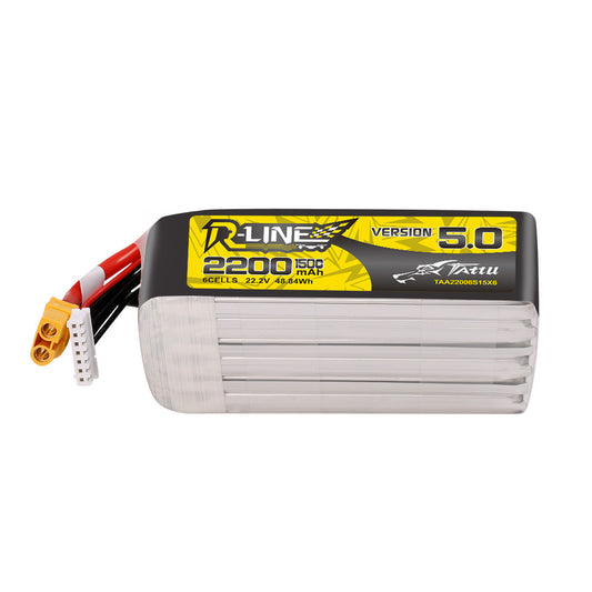 Tattu R-Line Version 5.0 2200mah 6S 150C 22.2V Lipo Battery Pack With XT60 Plug