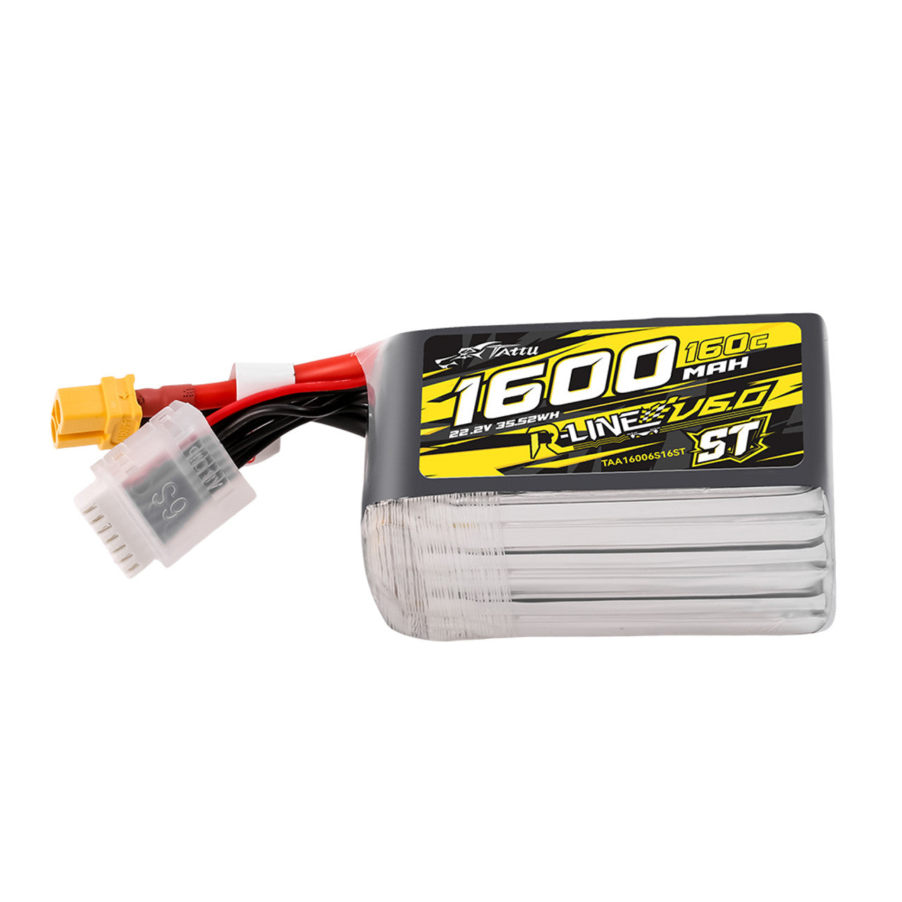 Tattu R-Line Version 6.0 1600mAh 160C 6S 22.2V ST Lipo Battery Pack With XT60 Plug