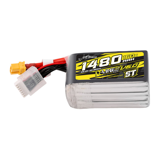Tattu R-Line Version 6.0 1480mAh 160C 6S 22.2V ST Lipo Battery Pack With XT60 Plug