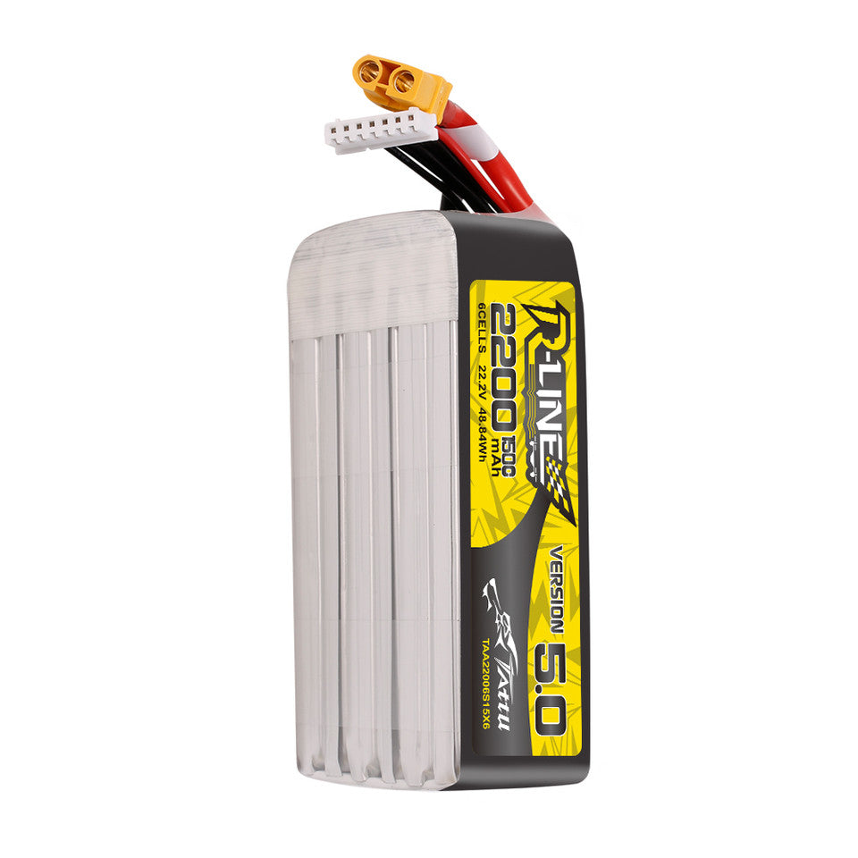 Tattu R-Line Version 5.0 2200mah 6S 150C 22.2V Lipo Battery Pack With XT60 Plug