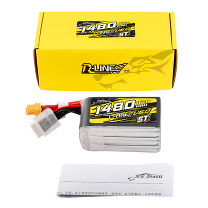 Tattu R-Line Version 6.0 1480mAh 160C 6S 22.2V ST Lipo Battery Pack With XT60 Plug