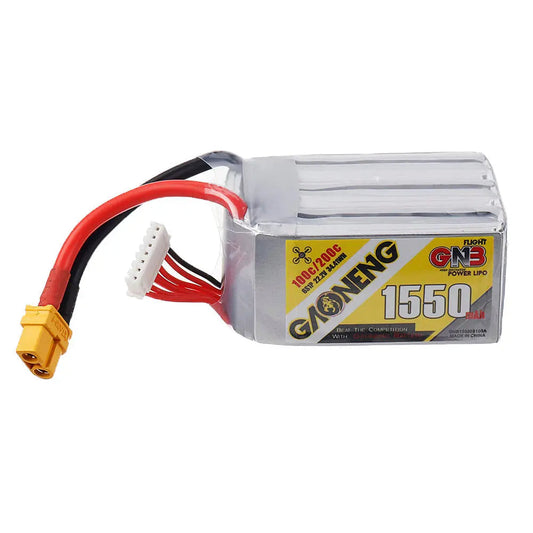 GNB 1550mAh 22.2v 6S 100C - XT60 Lipo Battery with Plastic Plate