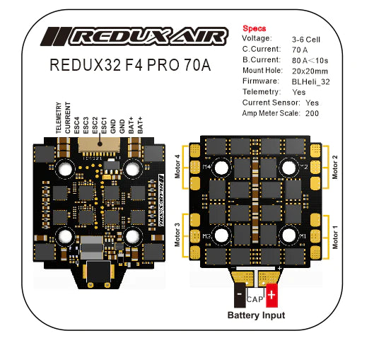 Redux PRO F4 70A 128KHZ 3S–8S 20X20 ESC