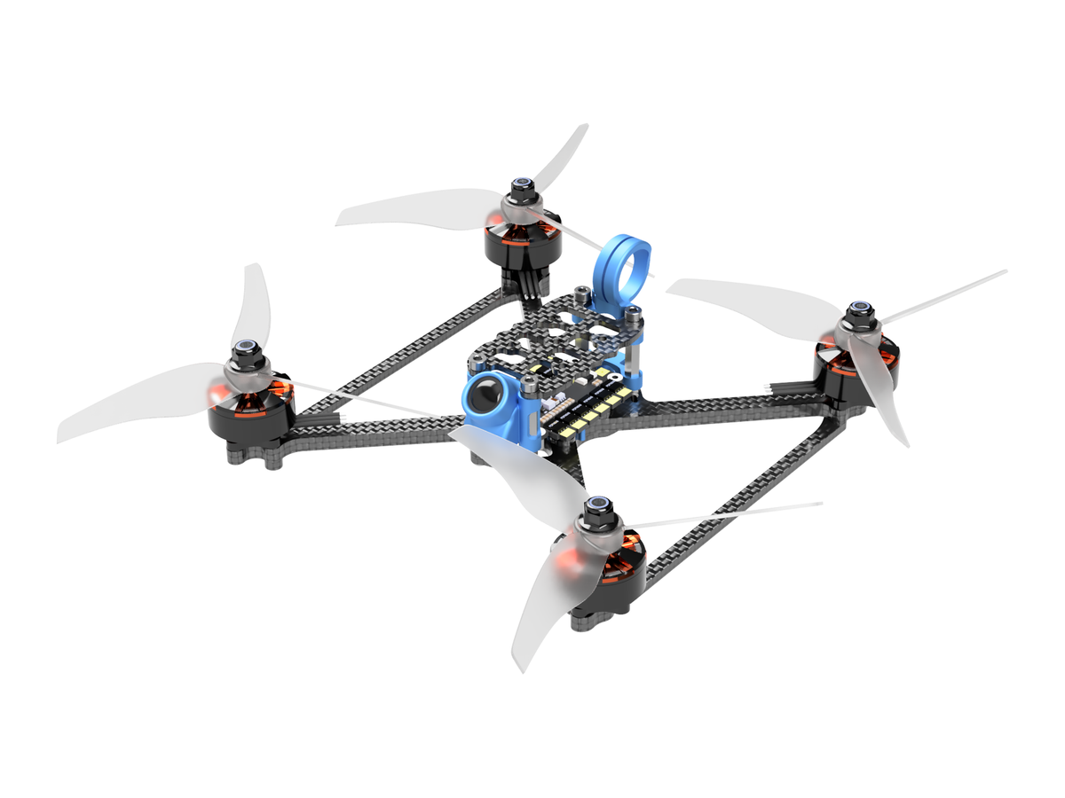 DinDrones OZR-5X 5" racing frame — assembled render