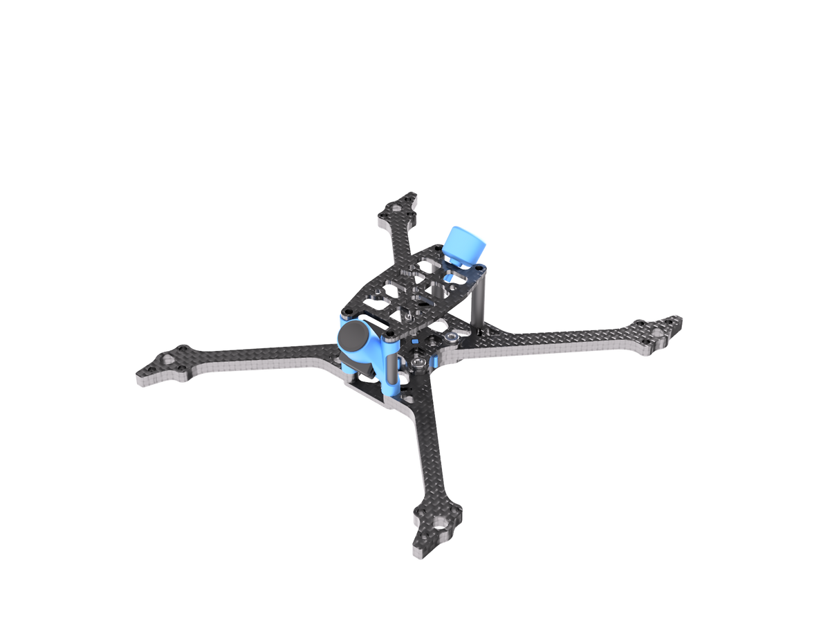 DinDrones OZR-5X 5" racing frame — assembled render