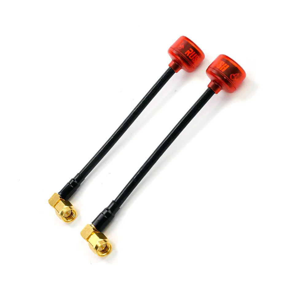 RUSHFPV Cherry 5.8GHz Antenna w/ Extended Length SMA 90-Degree Angle Connector (2 Pack) - Choose Polarization