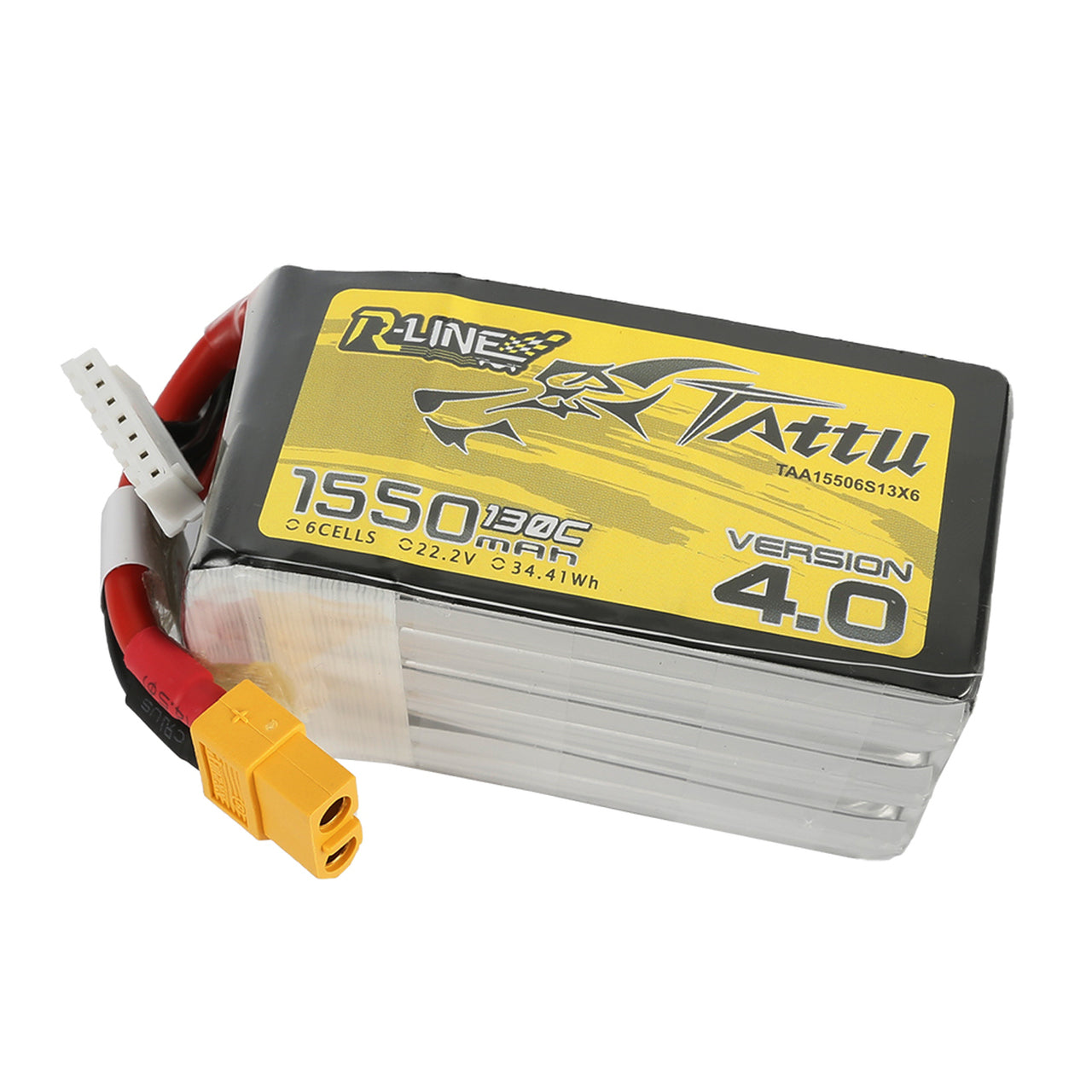 Tattu R-Line Version 4.0 1550mAh 22.2V 130C 6S1P Lipo Battery Pack With XT60 Plug